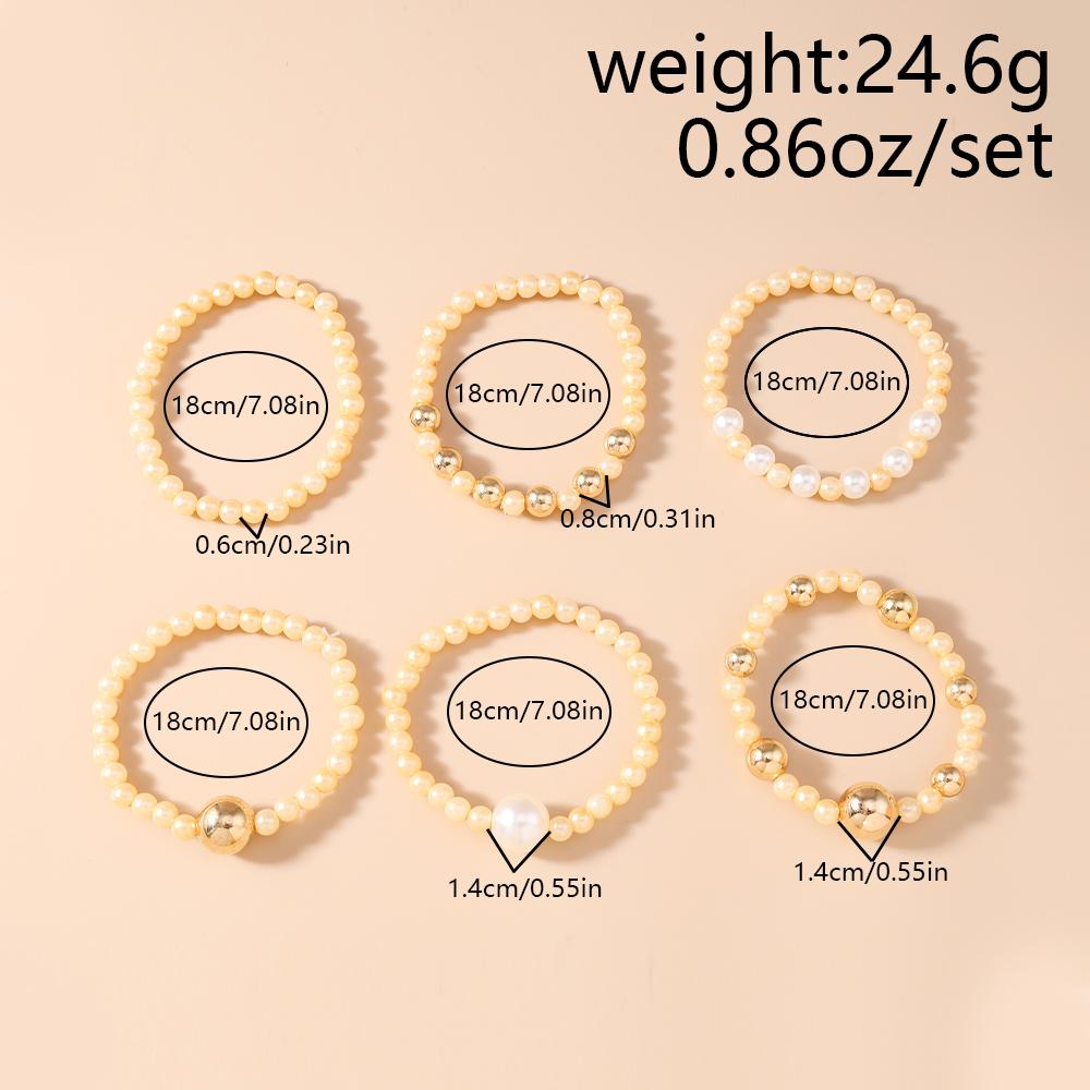 6pcs Fashion Stretch Handmade Beaded Bracelet for Women Girls Pearl Bracelets Birthday Jewelry Gifts