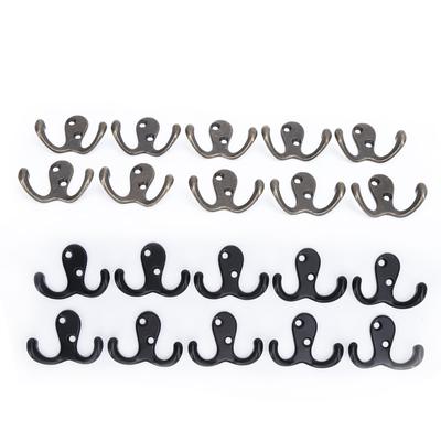 Lot de 10 petits crochets à double griffe, antirouille, robustes et pratiques, fixations murales pour manteaux