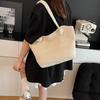Straw Woven Tote Bag Shoulder Bag with Braided Rope Handles Summer Beach Tote Women Purse for Work Holiday Shopping