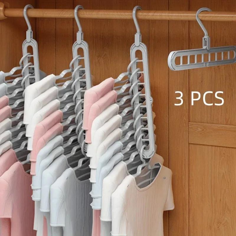 Plastic Multifunctional Hangers Heavy Duty Space Saving 9 Holes Clothes Organizer for Bedroom Cabinet Wardrobe Home Storage Use