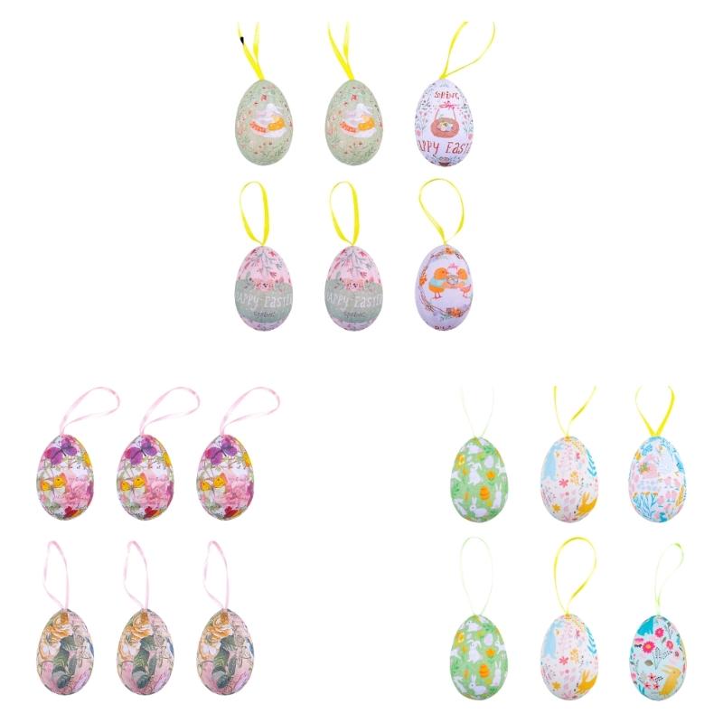 Set Of 6 Easters Eggs Hanging Ornament for Classroom Activities and Parties Seasonal Decoration Craft Enthusiasts Gift