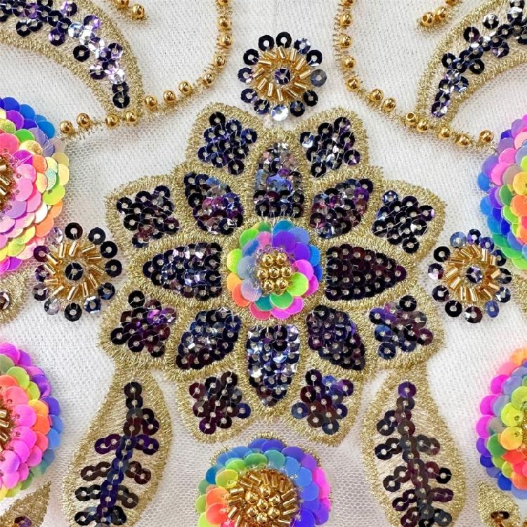 Embroidery Sequins Beads Applique Sewing on Beaded Collar Patches Wedding Dress Applique For Evening Gown Bridals Dress