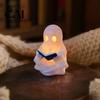 Halloween Room Decor Cute Ghost Reading Book Lamp, Lighted Figurine with Warm LED Ornament Light, Night Light for Mantel Shelf Table Indoor