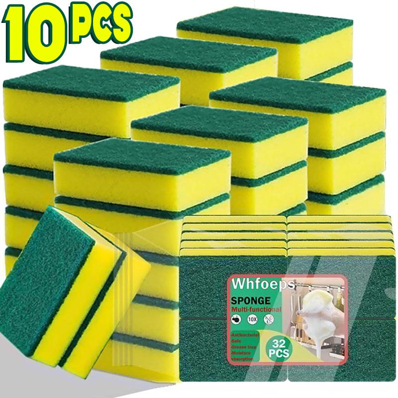 

10/50pcs Kitchen Dishwashing Sponge Soft Absorbent Clean Rub Pot Rust Scouring Pad Removing Kits Household Cleaning Brush Sponge