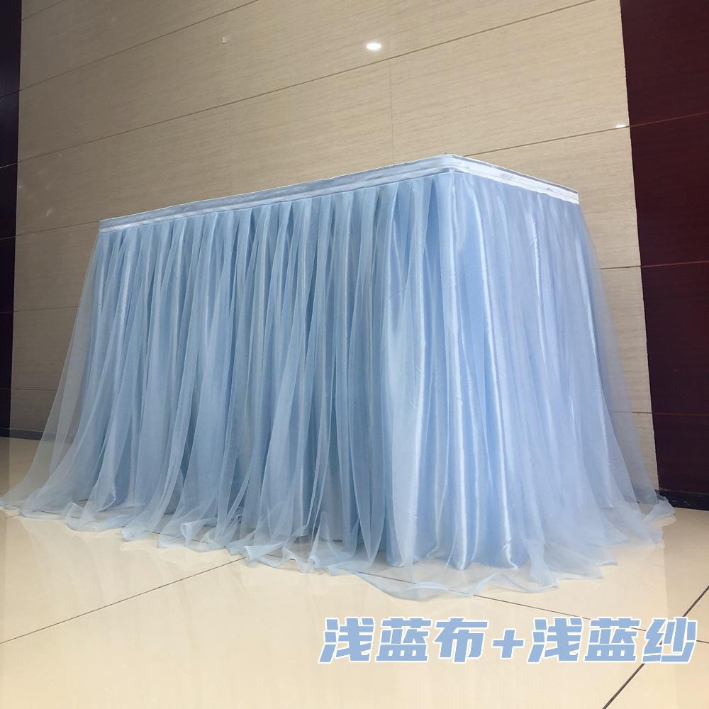 Baby Party Chiffon Gauze Bridal Veil Table Skirting Glitter Pearl Chiffon Table Skirt for Party Wedding Home Decoration Birthday