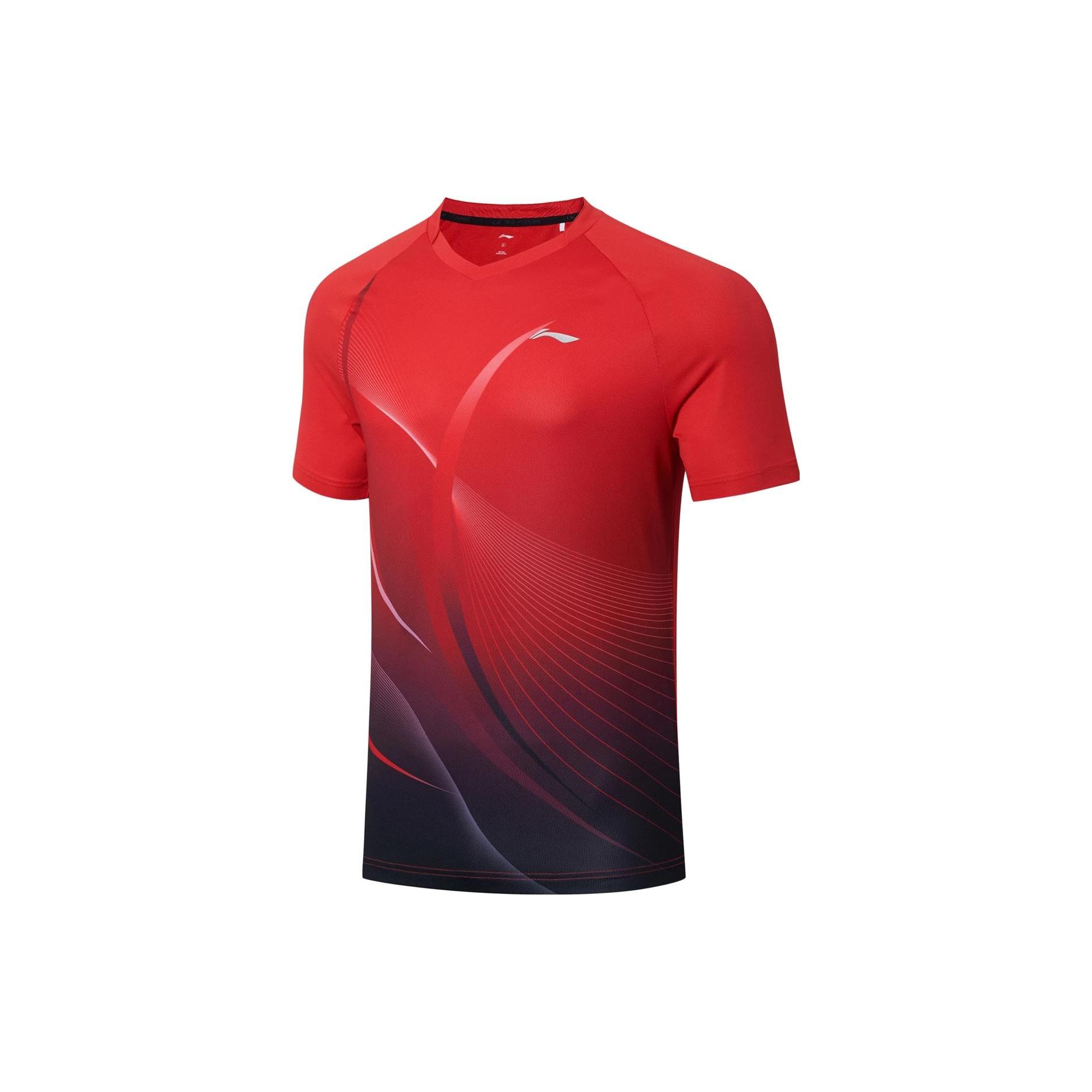 Футболка унисекс для настольного тенниса Li Ning, коллекция, цвет Total Cherry Red, AAYT031-6 M