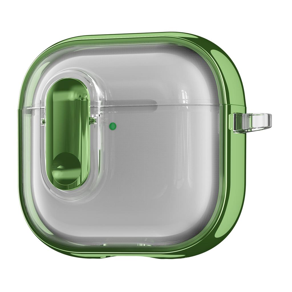 For AirPods 4 with ANC Case Clear Electroplated TPU PC Earbuds Cover with Lock Clasp / Carabiner