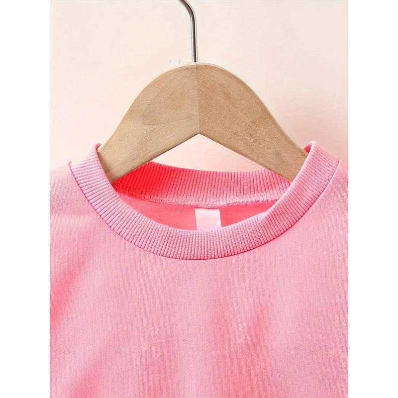 Baby Girls' Soft Pink Butterfly Cartoon Print Hoodie - Long Sleeve Round Neck Spring & Autumn Outfit