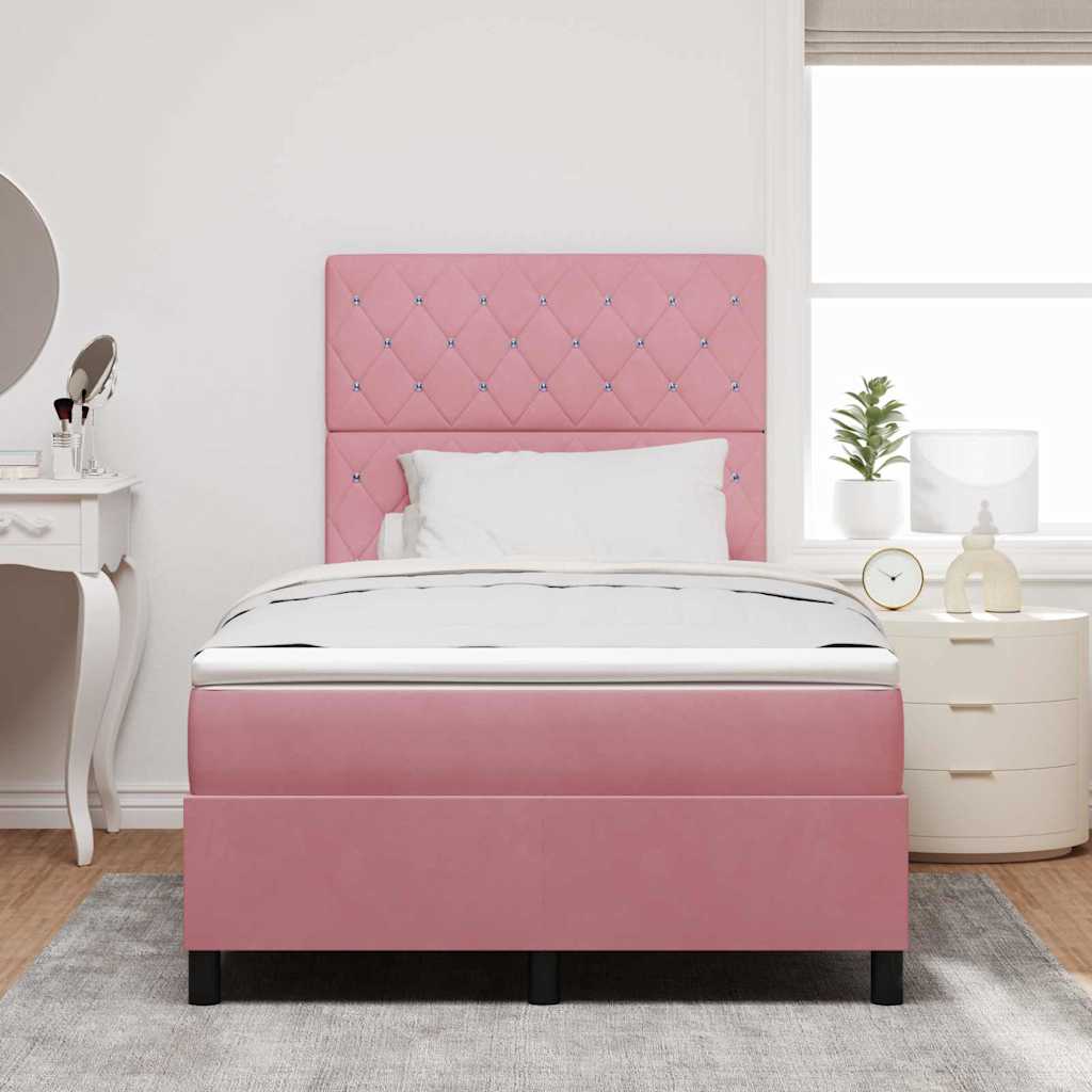Boxspring Bed with Mattress and Headboard Pink 120 x 200 cm Velvet