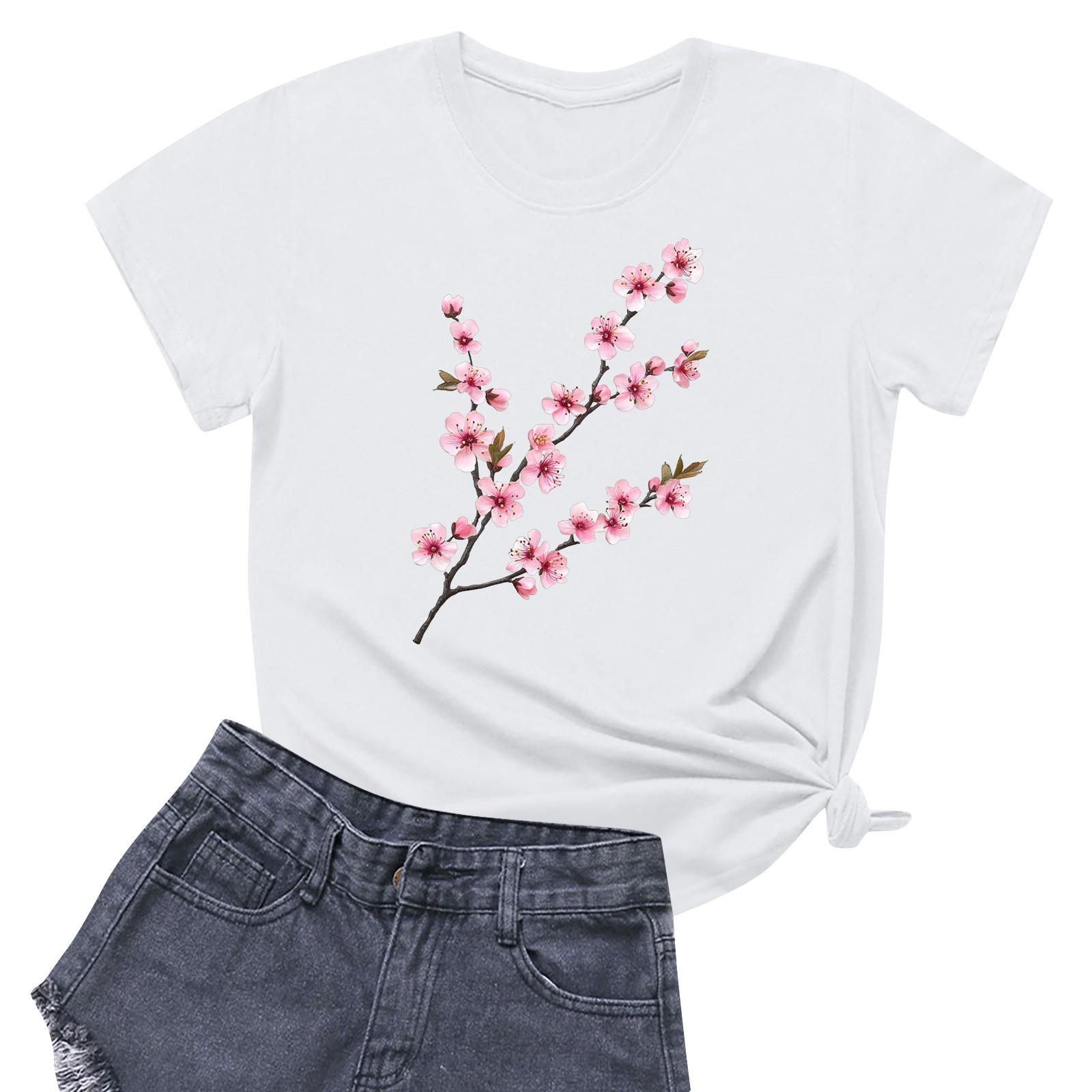 

Женская повседневная футболка с круглым вырезом и короткими рукавами с принтом M белый