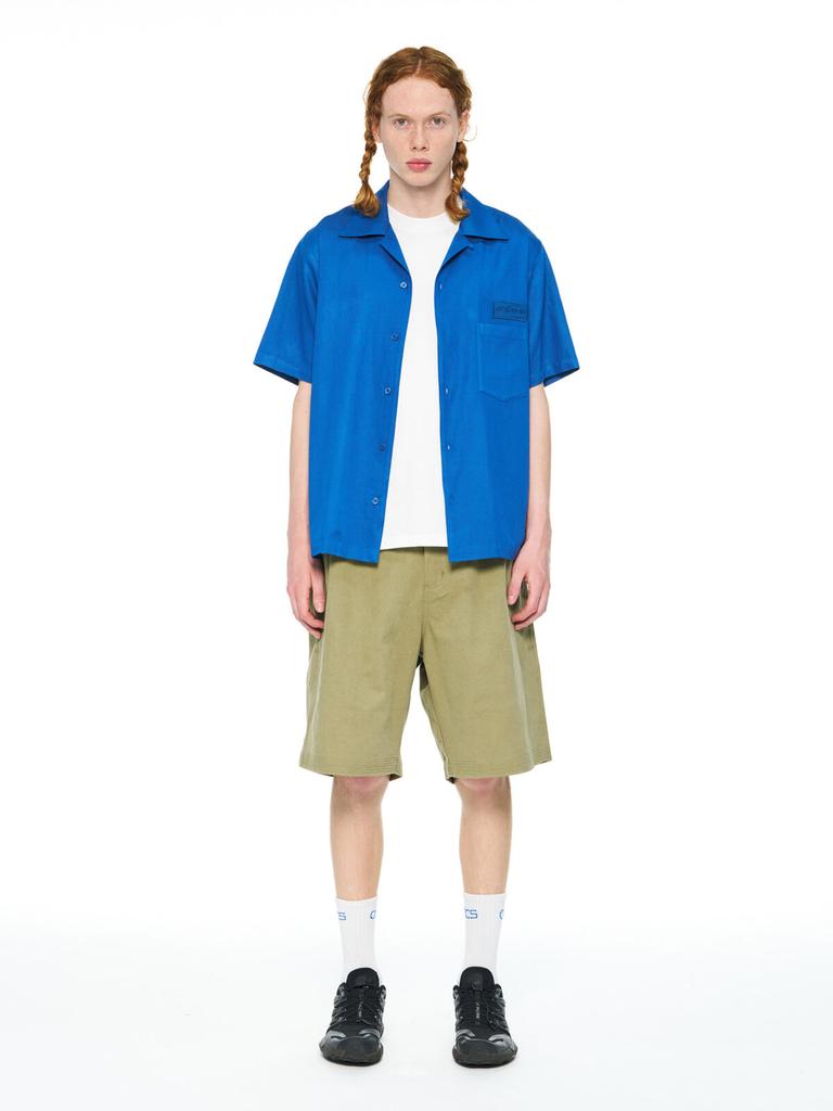 Ssississieseu Blue Camp Collar Shirts