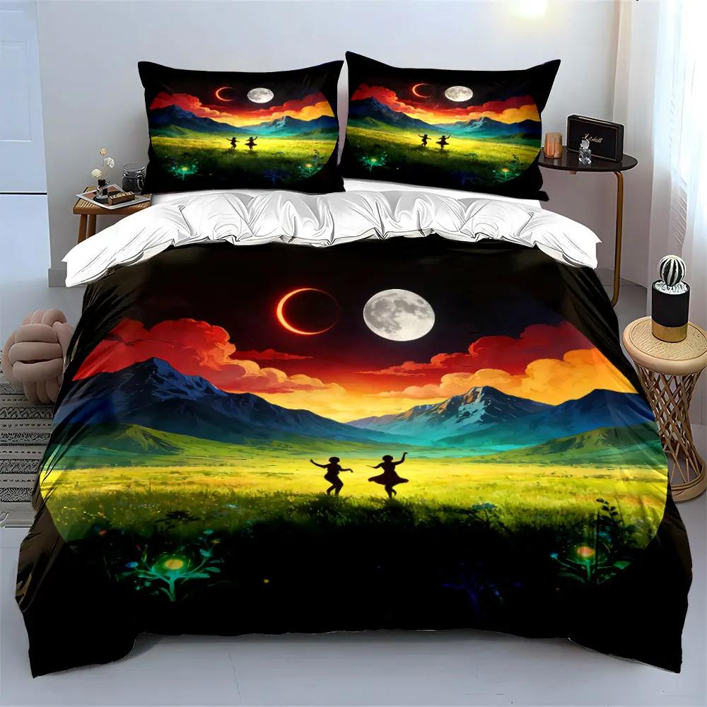 "Mountain Sunset Art Decor Set" Soft Comfortable Duvet Cover Bedding Set Included 1*Duvet Cover & 2*Pillowcases Gift