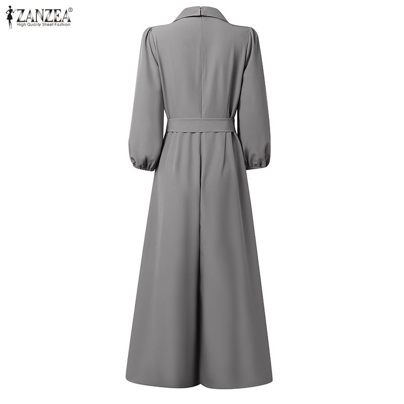 ZANZEA Salopetă casual pentru femei, cu decolteu în V, mânecă lungă, largă, cu picior lat