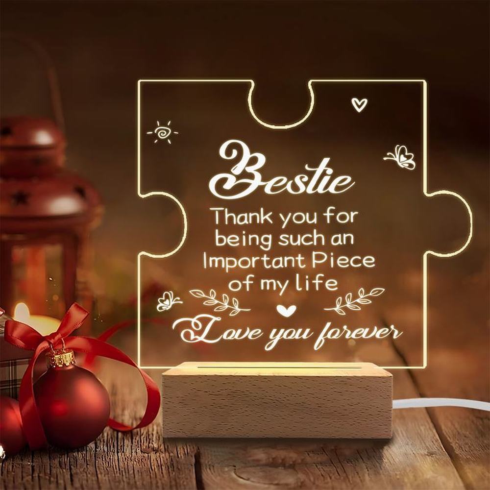 

1PC Acrylic Light Display Photography Accessories, USB Base, BFF Puzzle Plaque, Girl Gift, Mother s Day Collectible Figurines Plastic чистий
