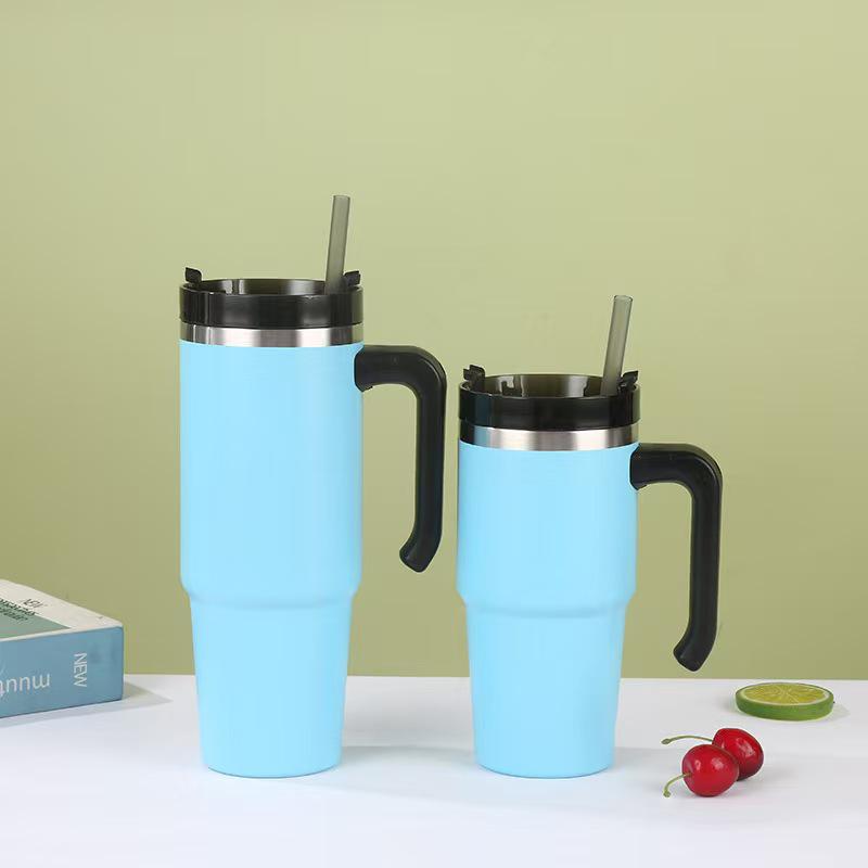 Insulated 20oz/30oz Stainless Steel Cup with Handle and Straw – Perfect Business Gift