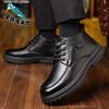 2025 Winter neue Herren Lederstiefel Herren High-Top Plateau Baumwollschuhe mit Samt thermische Lederschuhe