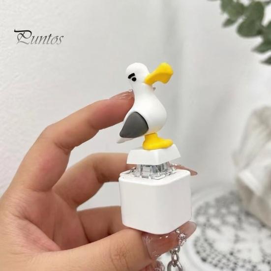 Beruhigendes Büro-Gadget Möwe Frosch Soundknopf Schlüsselanhänger, Kreatives Stressabbau Sprachspielzeug mit Geräuscherzeugendem Schlüsselanhänger Tiergeräusche & LED-Licht,