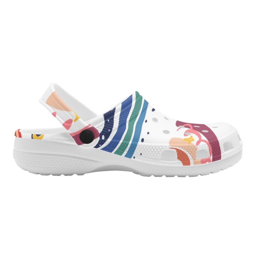Unisex Allover Printed EVA Beach Clogs Breathable Soft Slip On Beach Shoes Pool Area Bathroom Home Walking Shoes Beach Wear