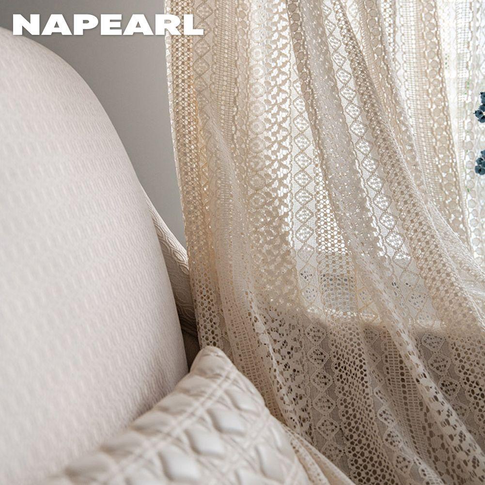1 pieza de cortina artesanal de punto de urdimbre de algodón brocado de NAPEARL con borlas para la decoración del hogar de la sala de estar y el dormitorio