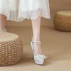 French Pointed Fairy Style High Heels Female 2025 New Lace Flower Gentle Beige Mary Jane Shoes