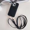 Long Lanyard Vertical Cards Solt Leather Wallet Case For iPhone 15 Pro Max 14 Plus 13 Mini 12 11 7 SE 2022 Crossbody Skin Cover