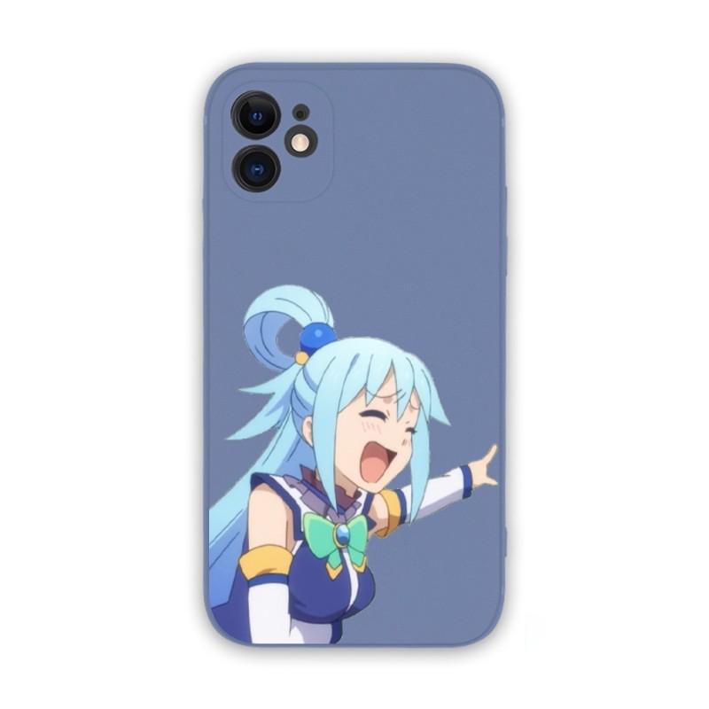 Urocze etui na telefon Konosuba Aqua dla iPhone 14 11 12 13 Pro Max X XR XSMax 6 6S 7 8 Plus SE 2022 Miękkie kwadratowe kolorowe etui na telefon