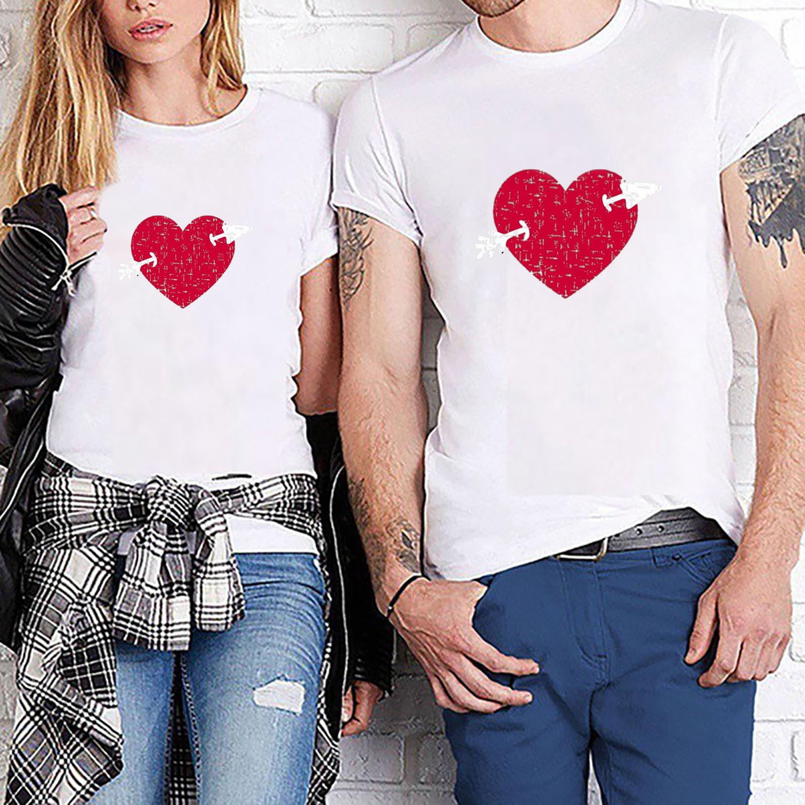 

Унисекс День Святого Валентина Топы Футболка с принтом Повседневная блузка с коротким рукавом