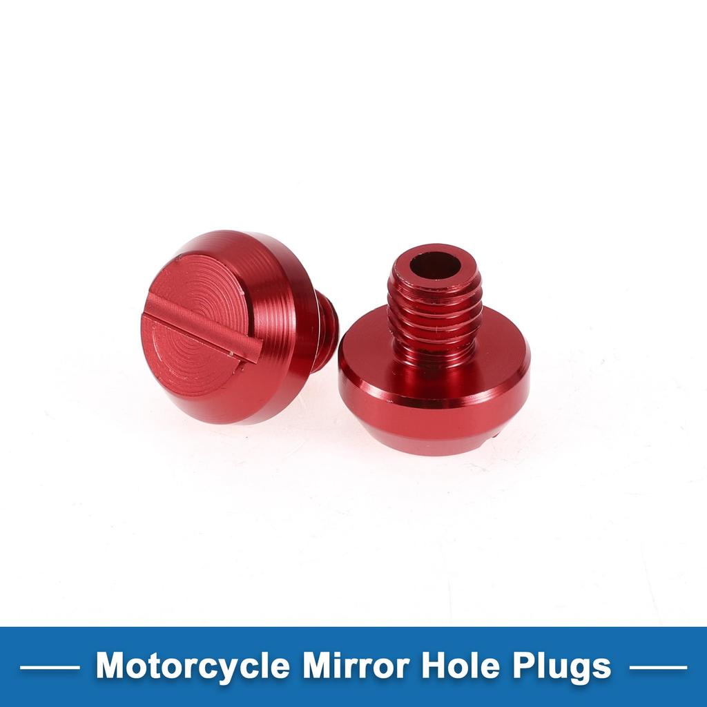 Ein ABSOPRO Motorrad Spiegel Lochstopfen Linke Hand M8x1.25 Motorrad Rückspiegel Schraube Rot 2 Stück