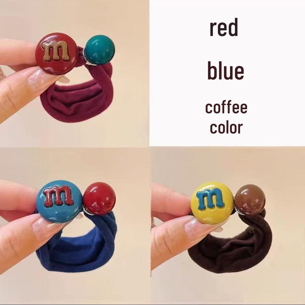 Korean-Style Seamless Elastic Hair Ties for Women - M-Shaped, Candy Colors, No-Damage, Perfect for Ponytails