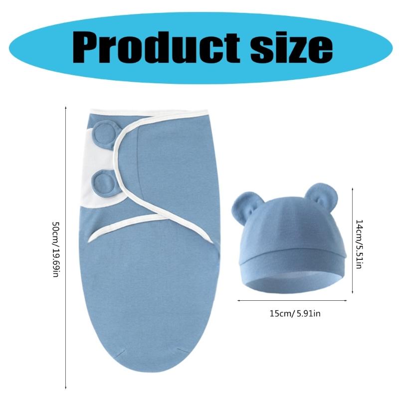 4 Set Baby Swaddles Wrap Blanket with Bonnet Hat Sleeping Bag Anti Kick Blanket Swaddles for Toddler 0-12 Months