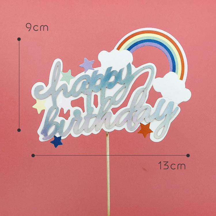 Happy Birthday Rainbow Cake Toppers: Stars, Clouds & Balloons