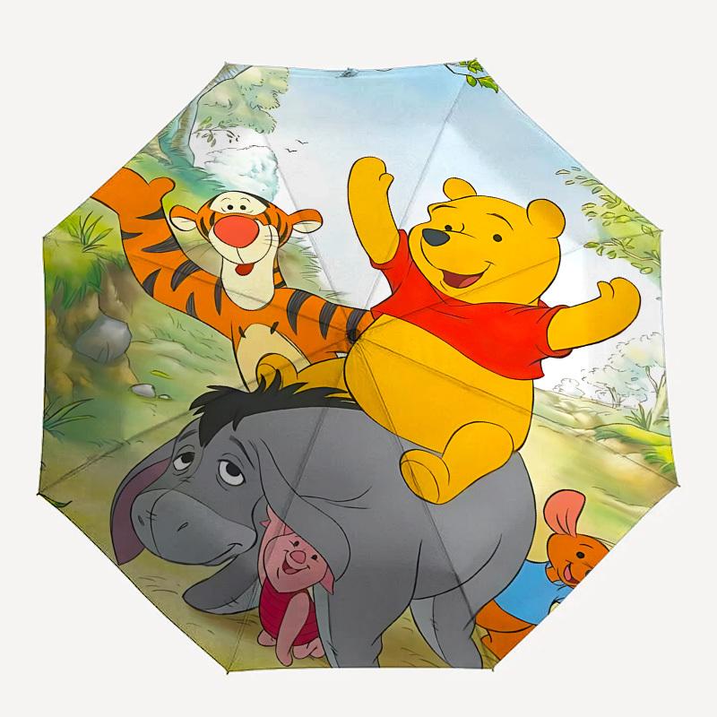 Winnie-the-Pooh, Friendship Themed Automatic Opening and Closing Umbrella, Brightly Colored 8-rib Portable Umbrella, Suitable for Men and Women, A Per