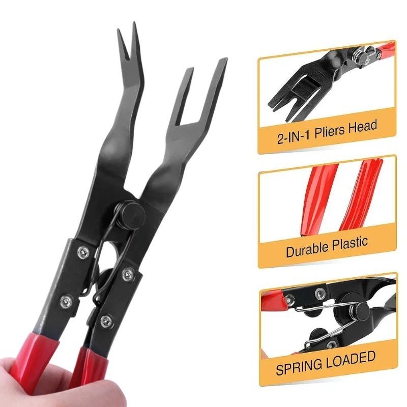 Prong Car Clip Removal Pliers, Labor Saving Auto Trim Panel Fastener Retainer Rivet Remover Tool for Car Door Dashboard Interior