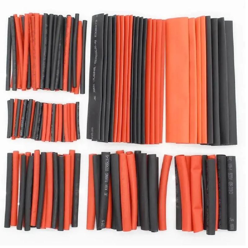127PCS Black Red Heat Shrink Tubing 2:1 Assortment Polyolefin Tube Car Cable Sleeving Wrap Wire Kit