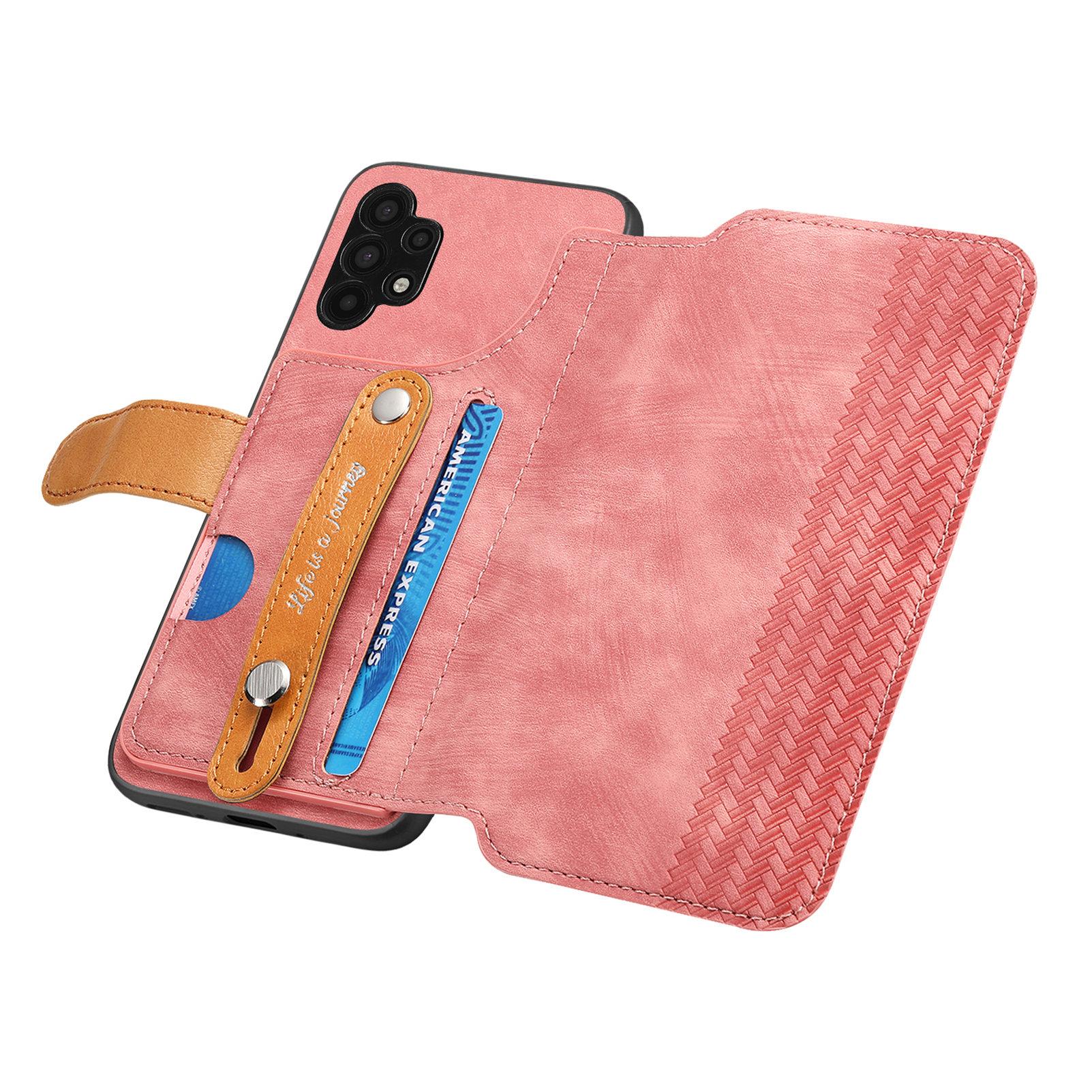 

Wristband Flip Cards Solt Wallet Leather Case For Samsung Galaxy S24 Ultra S23 Plus S22 S21 A55 A15 A35 A25 A15 A06 Book Cover For Samsung A06 рожевий