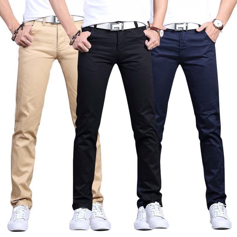 Men'S Spring And Autumn Men'S Casual Pants Youth Korean Edition Trendy Slim Fit Multi Color Pure Cotton Casual Versatile Long Pants