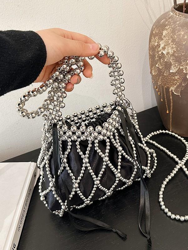 Wind Trend Pearl Crossbody Bag With Bead Embellishments For Daily Use
