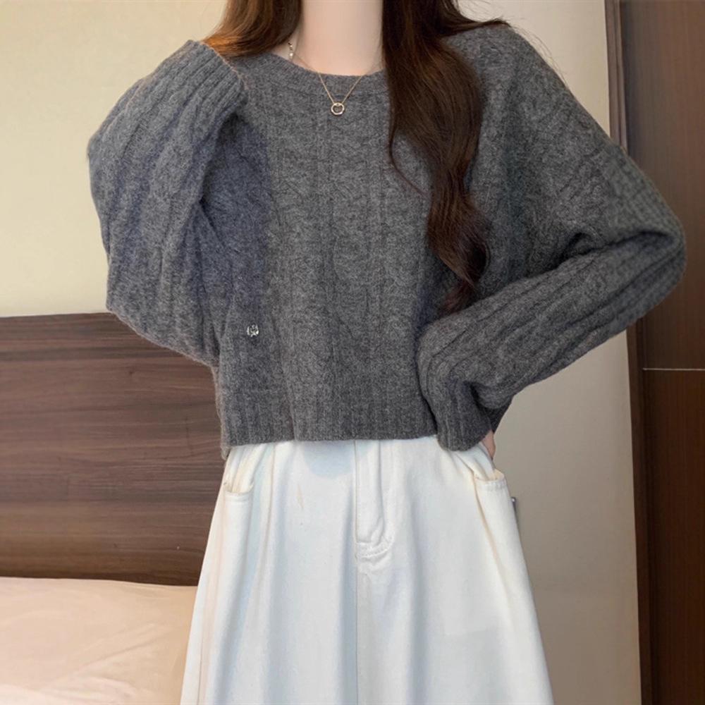 Women's Round Neck Cable Knit Sweater - Soft, Lazy Style for Spring & Autumn