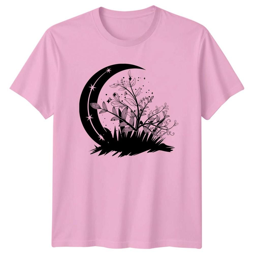 Mystical Moon And Botanical Plant TShirt Witchy Nature Birthday Gift For Him