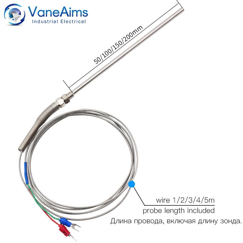 

VaneAims Thermocouple M8 0.5m 1m 2m 3m Type K J PT100 50mm 100mm 150mm 200mm Compression Spring Probe Temperature Sensor 0-400℃ 50mm