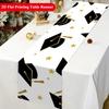 Table Flag Graduation Hat and Golden Star Holiday Party Tablecloth Desktop Decoration TableFlag Dining Room Decor