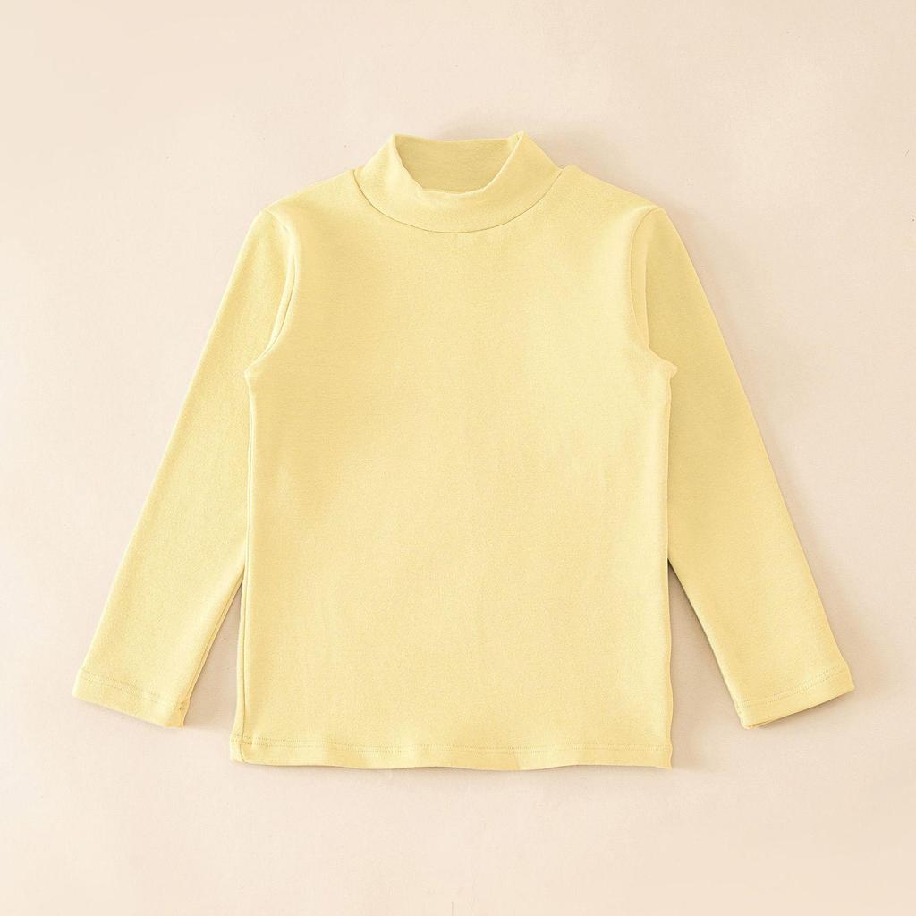 2024 Kids' Warm Long-Sleeve Mid-Collar Cotton T-Shirt for Autumn & Winter