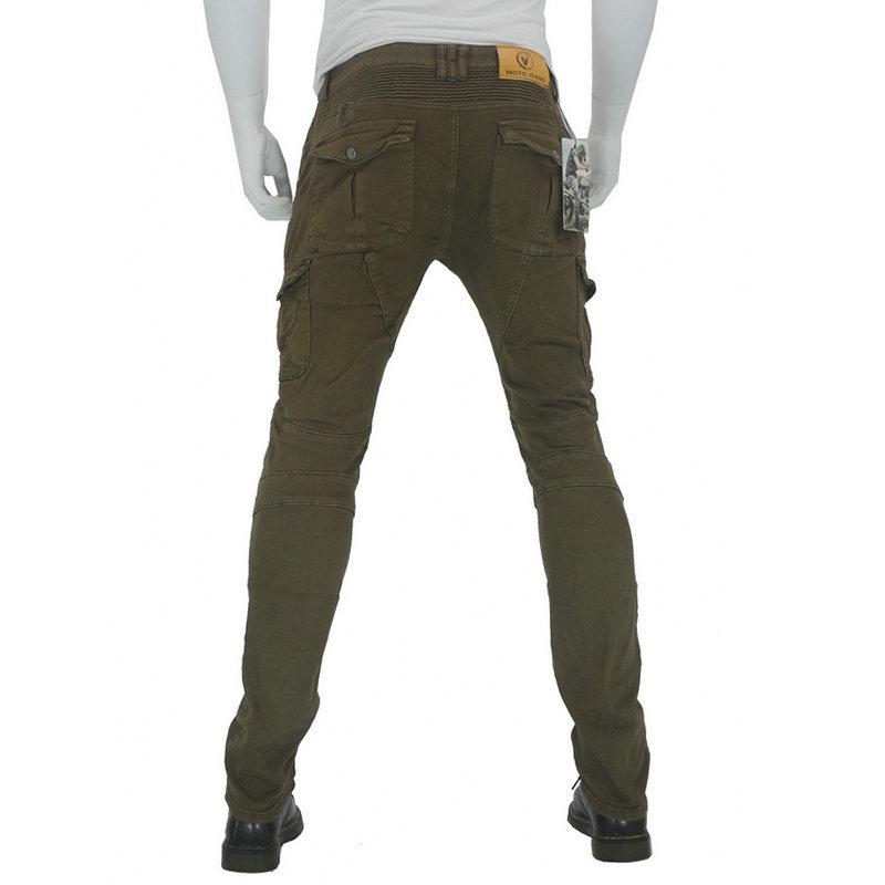 Men's Four Seasons Stretch Denim Motorcycle Racing Pants, Military Green