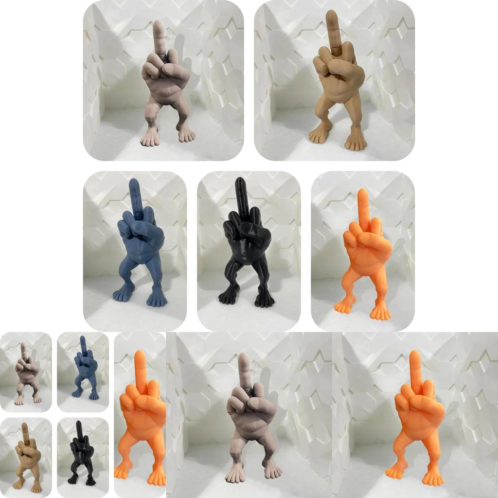 Creative Navy Blue Office Desk Decoration Humorous Middle Finger Resin Figurine