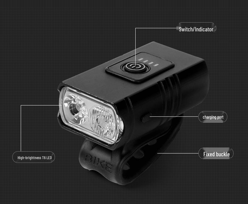 Aluminum Alloy Bike Headlight & Taillight Set: High-Brightness with Power Display for Night Riding