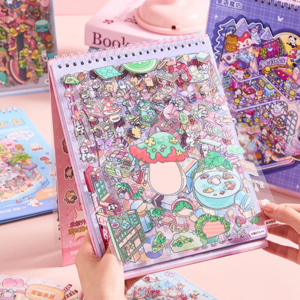Rainbow Island Scenery Sticker Book Miniature Scene PET Sticker For Journal Photo Album Laptop Scrapbooking Decoration