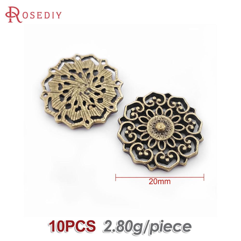 10PCS 20MM 31.5MM Antique Silver Color Zinc Alloy Big Decorative Flower Connect Charms Pendants Jewelry Findings Accessories 31781-Antique Bronze