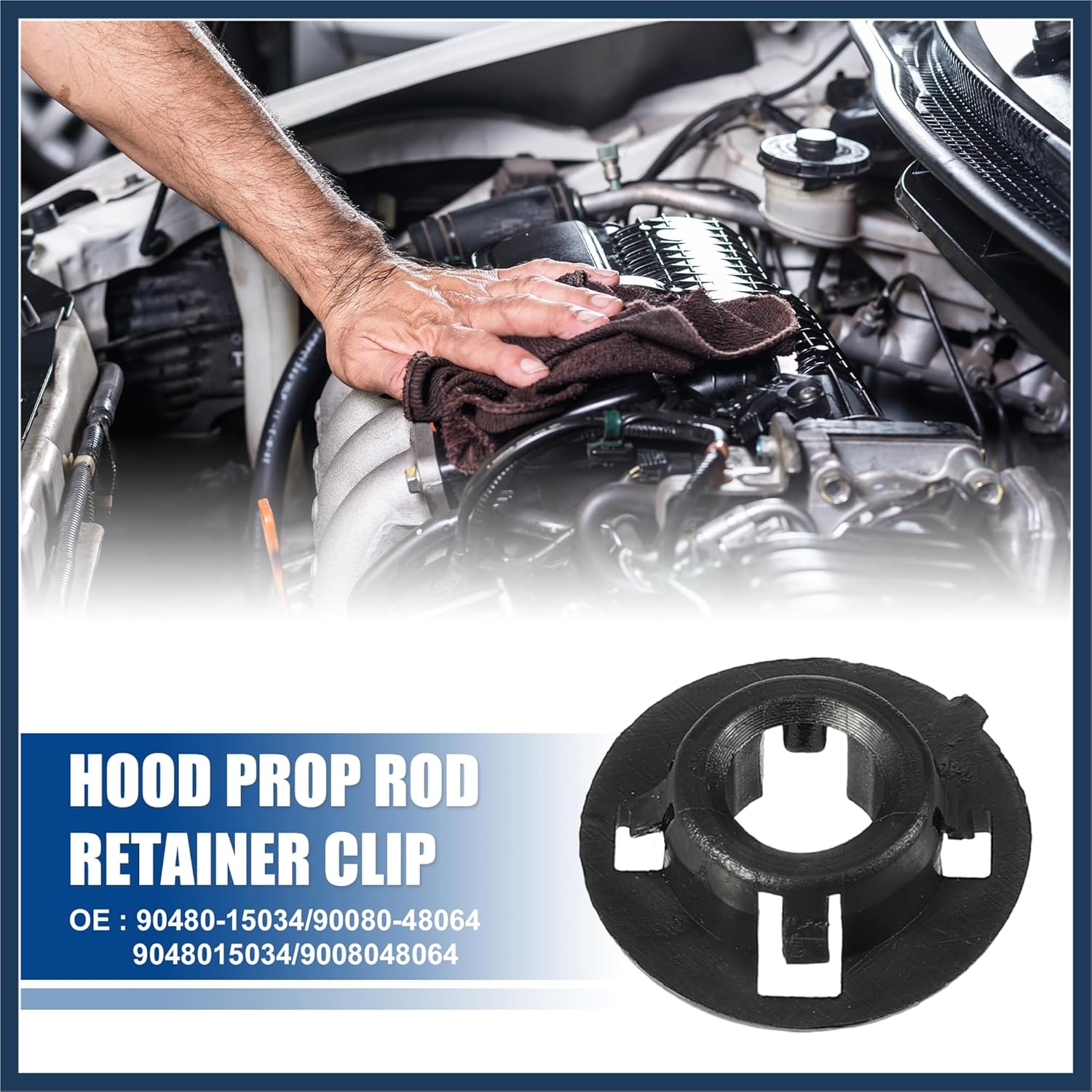 Hood Prop Rod Holder Hood Clips Hood Rod Clip Fit for Toyota Corolla 2003-2008 for Toyota Matrix 2003-2008 No.90480-15034/90080-48064 - Pack of 1 Car