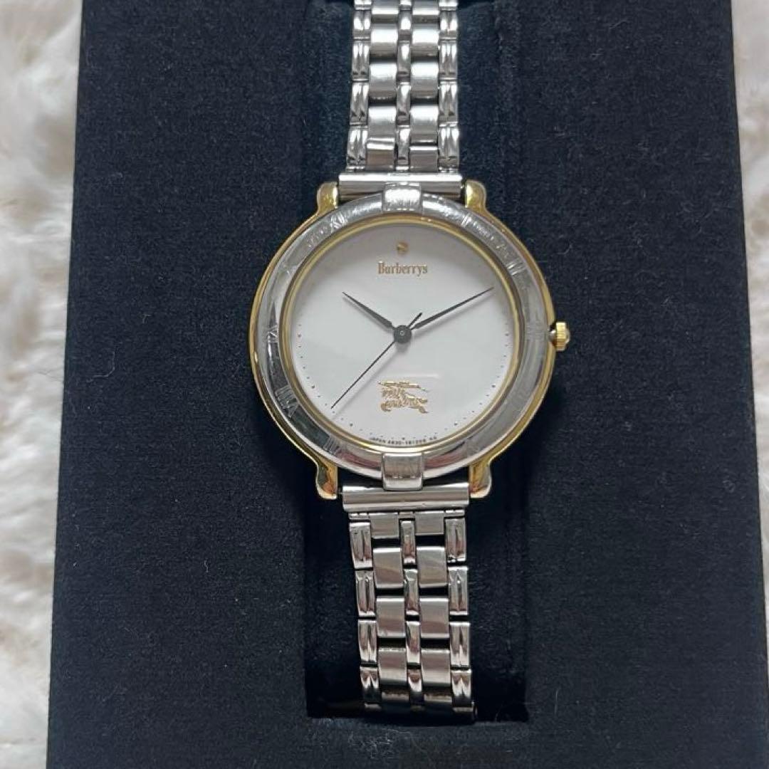 Used [Rare] 90 s Working Item Vintage Burberrys Analog Watch Silver