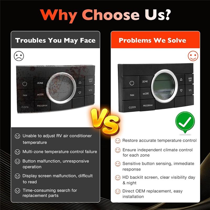 RV Multi-Zone Thermostat 3314082.000 For Dometic Air Conditioner Series 579- For Dometic Comfort Control Center 10-Buttons